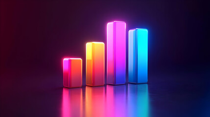 Neon Gradient Bar Chart Rising Growth Progress
