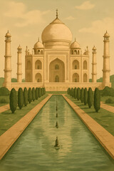 Fototapeta premium taj mahal in Agra India illustration