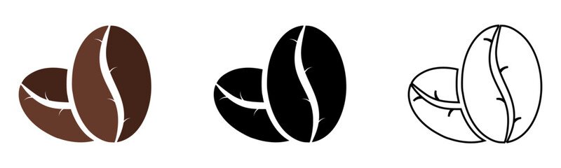 Obraz premium Coffee Bean Icon Set in Brown Black and Outline Styles for Branding
