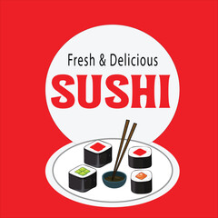 International Sushi day vector background design. Japanese Chopsticks and Sushi vector illustration