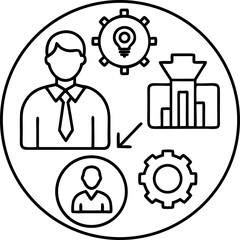 Business process management illustration depicting teamwork and innovation within a circular framework for effective strategies.
