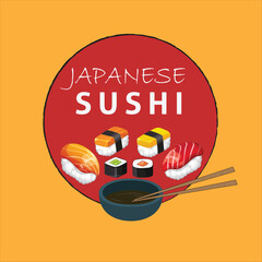 International Sushi day vector background design. Japanese Chopsticks and Sushi vector illustration