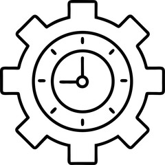 Vector illustration of a gear combined with a clock representing time management efficiency and productivity in business.