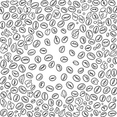Coffee Bean line art Composition pattern background