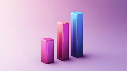 Three Dimensional Bar Chart Showing Growth