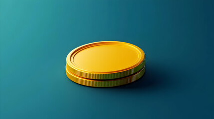 Two Gold Coins on Teal Background