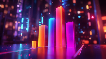 Vibrant Neon Cityscape Chart at Night