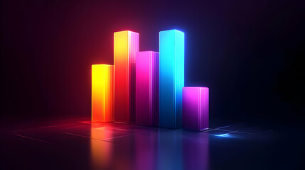 Vibrant Neon Bars Chart in Dark Background