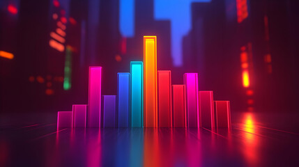 Vibrant Neon Cityscape Chart at Night