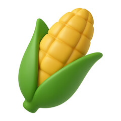 yellow corn 3d render icon isolated on transparent background cutout