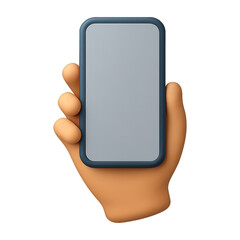 black smartphone in hand 3d render icon isolated on transparent background cutout