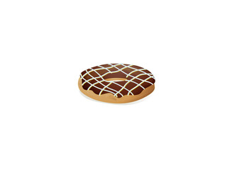 Delicious Chocolate Glazed Donut with White Icing on a Plate