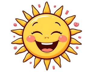 Joyful Cartoon Sun Character with Happy Expression and Candy Sprinkles