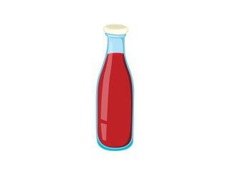 A Tall Glass Bottle Filled with Vibrant Red Ketchup Sauce