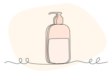 Line Art Cosmetic Bottle Tube Icon. Beauty Skincare Product Symbol. One Continuous Outline Modern Drawing. Editable Sketch Stroke Contour. SPA  Resort or Salon Card Invitation Design Element.