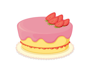 Delicious Strawberry Cake with Fresh Topping Simple Dessert Recipe