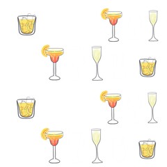 set of drinks, set of glasses, set of drinks, decor