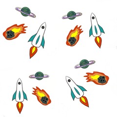 rocket, textile for children