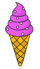 Delicious Swirled Pink Ice Cream Cone With White Sprinkles Topping