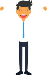 Happy Businessman Celebrating Success and Achievement With Both Arms Raised