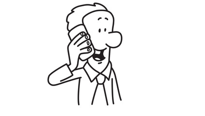Smiling Man in Suit Talking on Cell Phone With Joyful Expression
