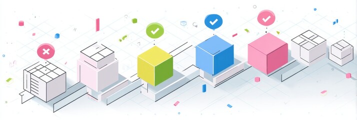 Fototapeta premium Steps for Setting Effective OKRs for Agile Teams in a Minimal Style Using Progress Blocks for Visual Clarity and Understanding