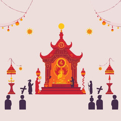 Spiritual Vibrant Festival during a Temple