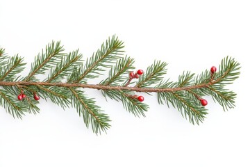 Festive Pine Branch Frame with Red Berries for Holiday Card Backgrounds