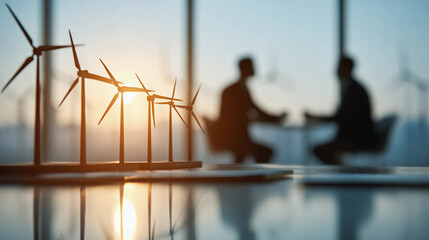 Group of Friends Sitting Together Around a Wind Turbine Embracing Sustainability and Nature's Power