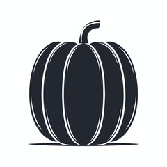 A solid black silhouette presents an elegantly shaped pumpkin with clean, precise lines