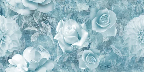 Blue roses seamless pattern. Vintage background. © Vidal