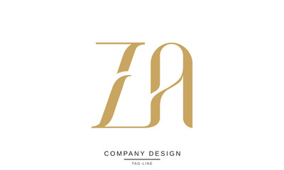 ZA, AZ Abstract Letters Logo Monogram design Font Icon Vector
