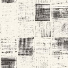 Obraz premium Vintage Grid Pattern Background with Distressed Textured Squares in Monochrome.