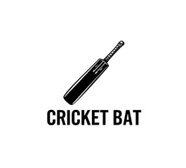 Cricket bat vector icon in black color isolated on white.