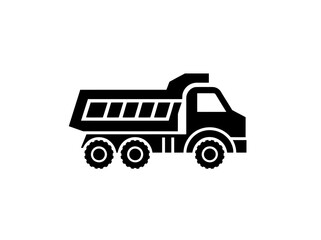 Dump truck icon vector in black color on white background.