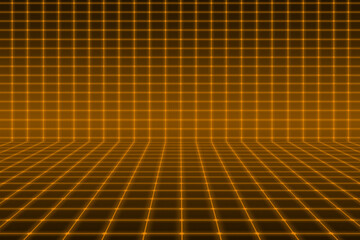 Orange space area display grid line connecting light field technology abstract background