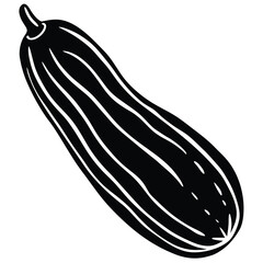 Black and white illustration showing a single cucumber with striped details