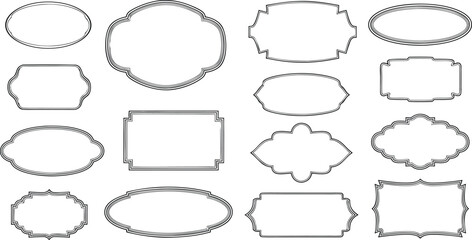 A collection of elegant vintage frames and borders in various shapes and styles isolated on white