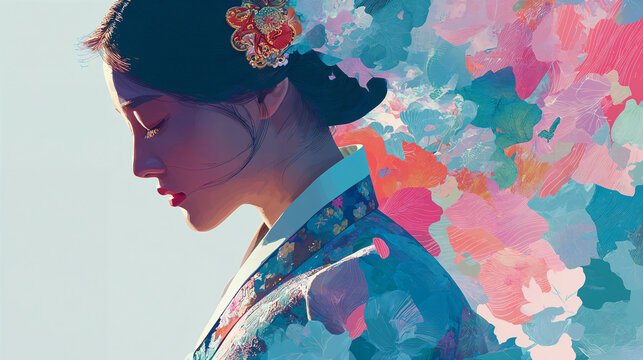 한복의 아름다움, 한복, 비녀, 일러스트, 그래픽, The beauty of Hanbok, Hanbok, Hairpin, Illustration, Graphics
