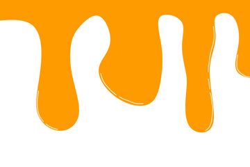 A flat-style vector illustration featuring orange liquid dripping from the top, resembling sauce, honey, cheese liquid, or another gourmet sweet fluid.