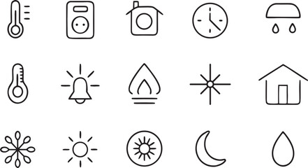 Collection of vector travel icons: sun, tree, sea, star, and anchor illustrations
