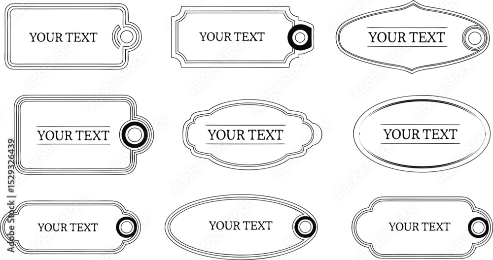 Poster collection of classic and decorative label designs with editable text for various branding projects