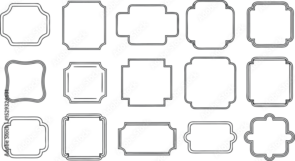 Poster collection of decorative outline frames and borders in different shapes and styles for design projec