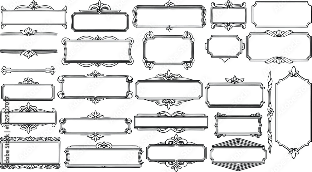Poster collection of elegant ornamental frames and decorative elements with blank space for text or design