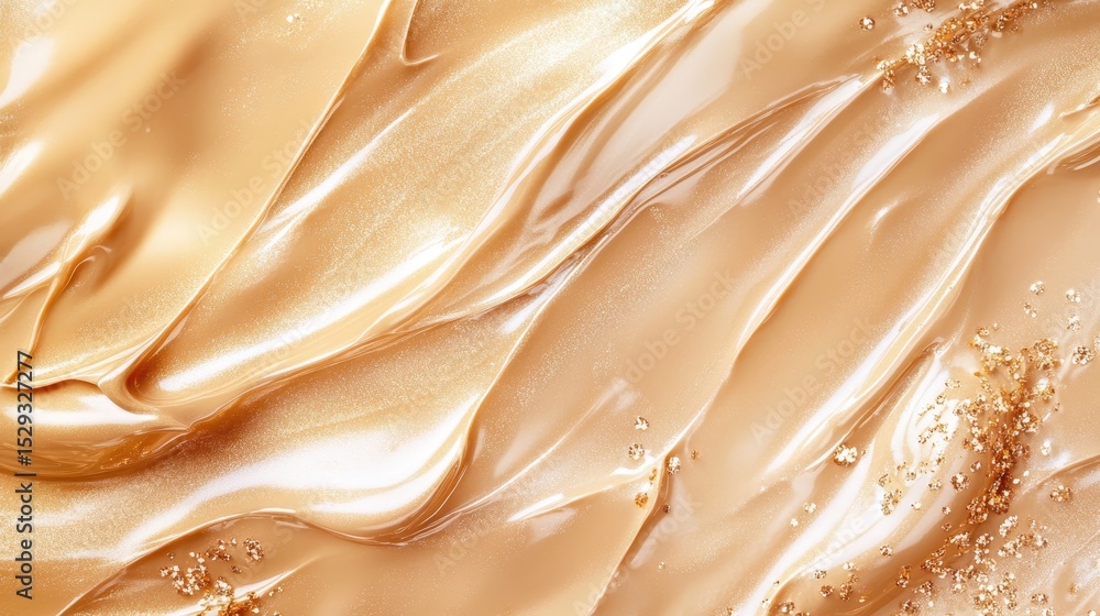Poster an artistic close-up of an elegant golden silk fabric, gliding and intertwining in soft waves, shimm
