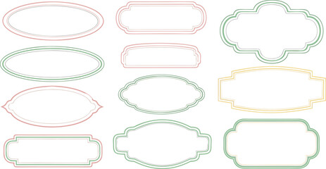 Collection of elegant vintage label frames in pastel colors for decorative design projects and branding