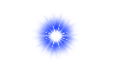 Blue light flare isolated on transparent background. Vibrant glowing lens effect. Cinematic optical light spark. Shining flare PNG. Bright radiance for visual effects