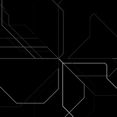 Abstract digital patterns in black and white. White lines on a black background. Abstract scheme of movement of different types of transport. Vector illustration
