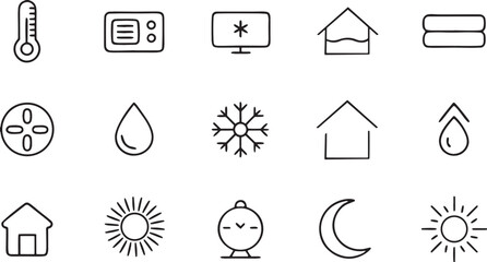 Ecology vector icons set for web design with house, internet, map, phone, and arrow symbols