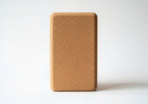 A single yoga block standing upright on a white background